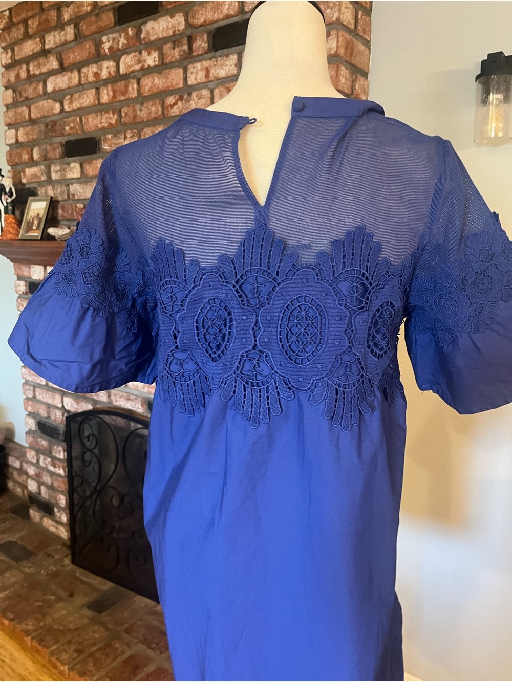 Anthropologie Royal Blue Crochet-Yoke Midi Dress - Picture 3 of 3